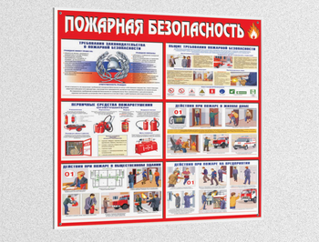 Стенд пожарная безопасность (pb01, пластик 4мм, белый багет) - Охрана труда на строительных площадках - Стенды для строительства - Магазин охраны труда и техники безопасности stroiplakat.ru